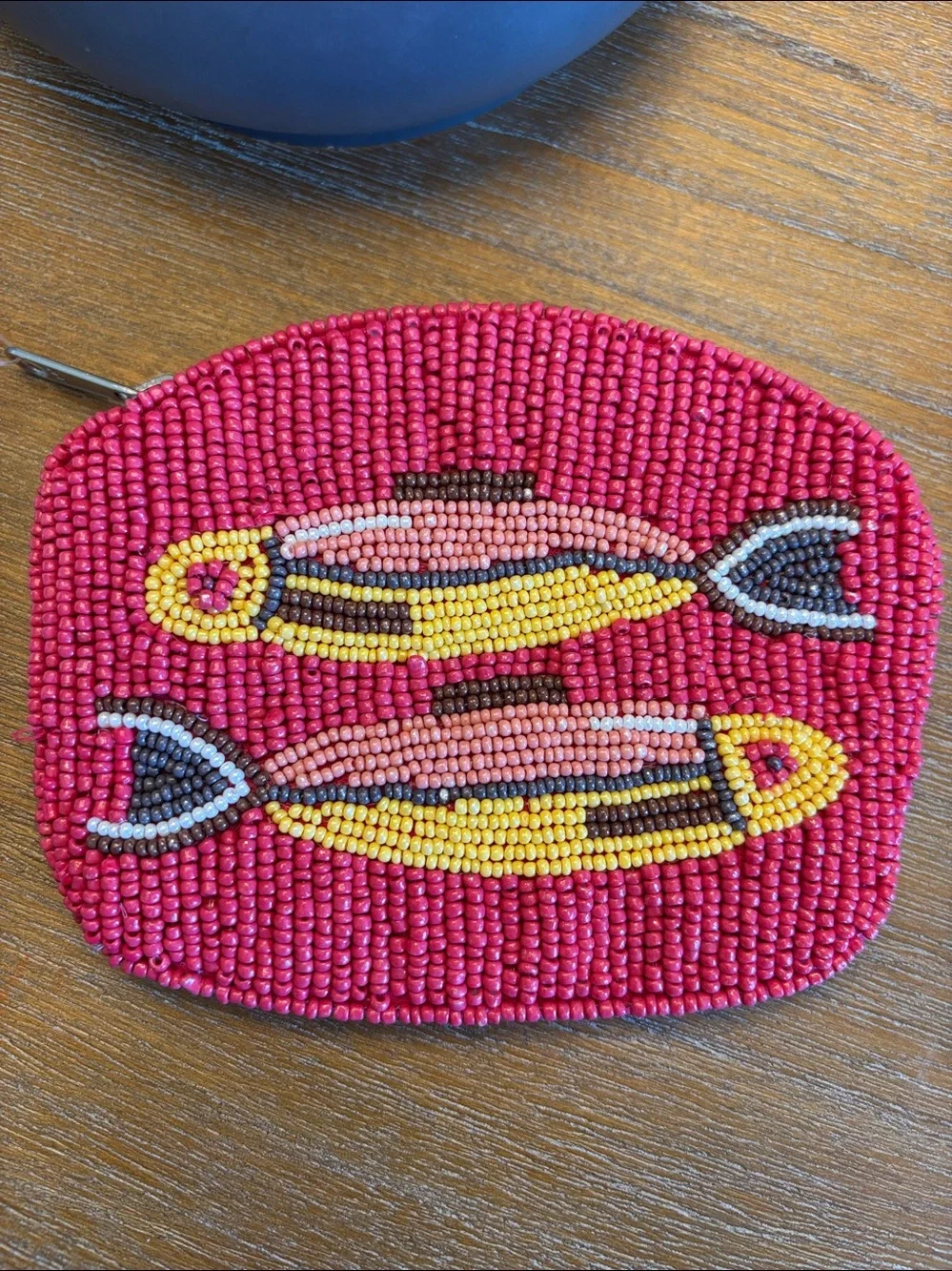 NWT Free People Gone Fishing Beaded Wallet in Coral